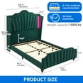 thumbnail image 5 of Uforic Queen Upholstered Platform Bed with Tall Wingback Headboard, Velvet Bed Frame with LED Light, Solid Wood Leg, Green, 5 of 8