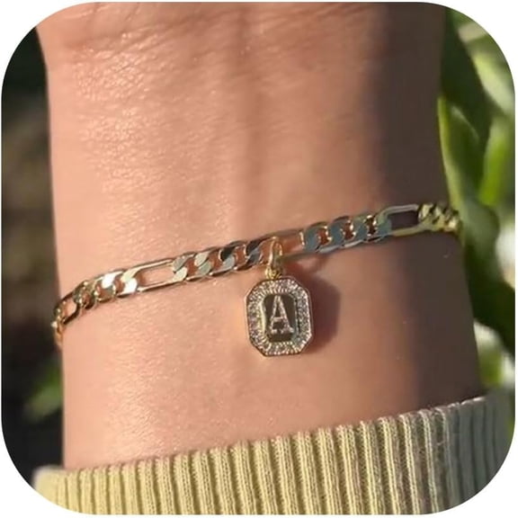 Gold Initial Bracelet for Women Mens Dainty Couples 14K Gold Plated Letter Bracelets for Women Non Tarnish Filled Gold Charm Bracelet Trendy