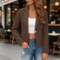 thumbnail image 7 of yeiolnoer Suit Jacket for Women Elegant Button Front Blazers Solid Color Long Sleeve Shirts for Business Office(Brown,Small), 7 of 7