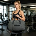 thumbnail image 2 of Travel Bag with Pocket for Women Men, Large Foldable Waterproof Weekender Gym Bag for Traveling Swimming Yoga Sports Activity, Carry On Overnight Tote for Travel Storage, 2 of 7