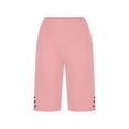 thumbnail image 4 of POIUYTR Plus Size Womens Cotton Linen Shorts Summer High Waist Button Split Hem Short Pants Vacation Sweat Shorts, 4 of 6
