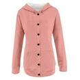 thumbnail image 6 of Women's Button Down Drawstring Hooded Cardigan, Long Sleeve Loose Fit Pocket Sweater, Soft Polyester Casual Cover Up for Fall Winter Spring Daily Wear and Seasonal Comfort Pink S, 6 of 8