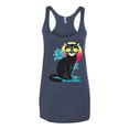 thumbnail image 2 of Cool California Beach Kitten Silhouette Sun Cat | Womens Cat Lover Premium Tri-Blend Racerback Tank Top, Vintage Navy, Large, 2 of 4