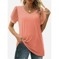 thumbnail image 5 of Womens Casual V Neck T Shirts Swiss Dotted Puffy Sheer Short Sleeve Blouses, 5 of 5