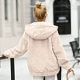 thumbnail image 6 of Enjoytime Winter Coats for Women Solid Color Fleece Zip Up Jacket Plus Size Fall Fashion Long Sleeve Hooded Outerwear Beige XXL, 6 of 9