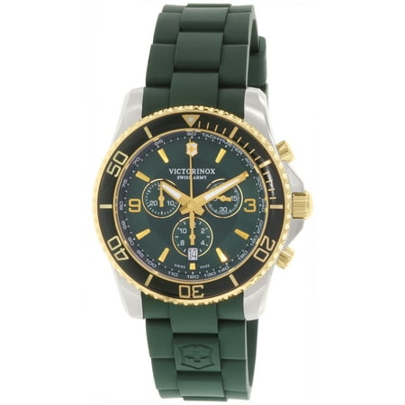 Victorinox Swiss Army Men's Victorinox 241694 Army Green/Black Silicone Swiss Quartz Watch