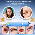 thumbnail image 3 of 9'' 30X/1X Wall Mounted Lighted Makeup Mirror, 5000mAh Rechargeable Double-Sided Magnifying Mirror with Light, Vanity Mirror Touch Dimmable 3 Colors 360° Rotation Extended Foldable Arm, Power Adapter, 3 of 18