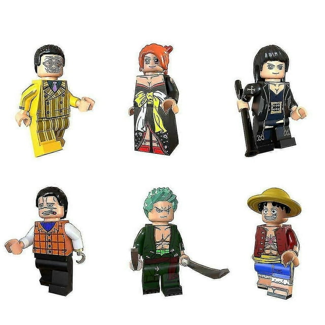 6pcs Anime One Piece Mini Action Figure Building Blocks Set Luffy Zoro Robin Nami Cartoon Small Figures Toys