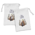 thumbnail image 1 of Saying Fabric Pouch Set of 2, Tea Lover Themed Message Girl Wrapped in Blanket and Warm Drink Art Cartoon, Small Drawstring Bag for Toiletries Masks and Favors, 9" x 6", Multicolor, by Ambesonne, 1 of 2