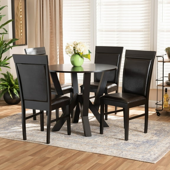 Baxton Studio Nada Modern Dining Set, Espresso Brown