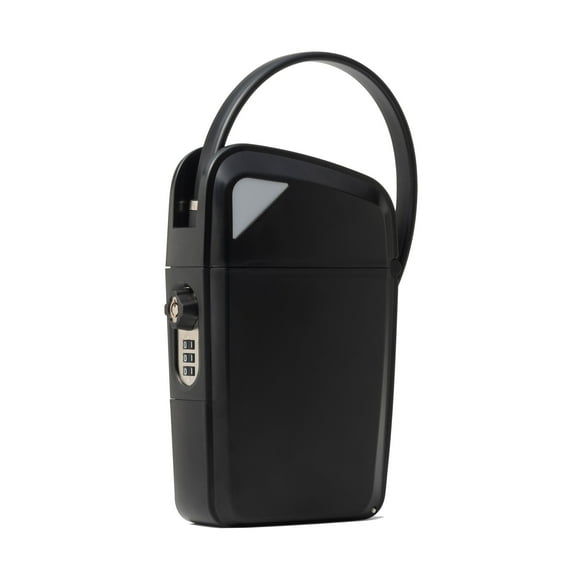 SAFEGO Portable Indoor/Outdoor Lock Box Safe with Key and Combination Access (Compact, Black)