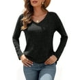 thumbnail image 5 of TARAINYA Womens Long Sleeve Tunic Tops Casual V Neck Lightweight Shirts Loose Sweatshirt, 5 of 8