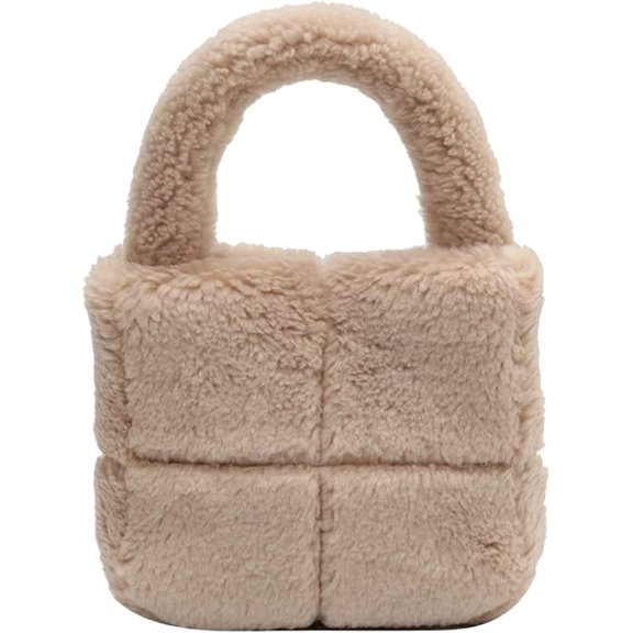 CoCopeaunt Tote Bag Mini Women Cute Lamb Plush Handbag Casual Stylish Fluffy Small Bag