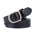 thumbnail image 2 of Unisex Square Buckle Pin Faux Leather Belt No Holes Adjustable Thin Waistband Shirt Dress Waist Strap, 2 of 8