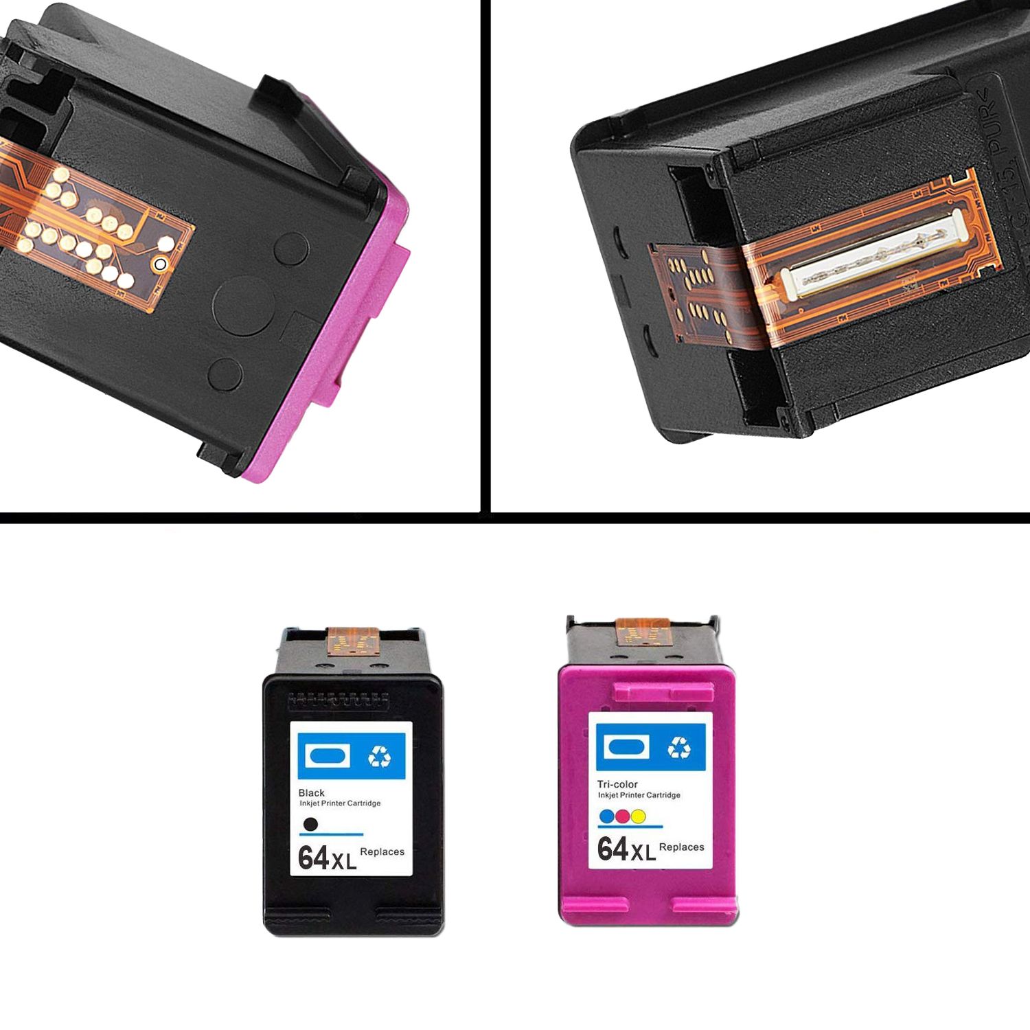 use with Envy 6255 7155 7855 HP 64XL Black, Color, 2-Pack Awesometoner Compatible Ink Cartridge Replacement for HP N9J92AN N9J91AN