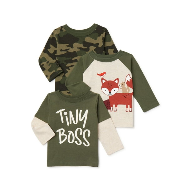 Garanimals Baby Boy Long Sleeve TShirt Multipack Set, 3Piece, Sizes 0/3M24M