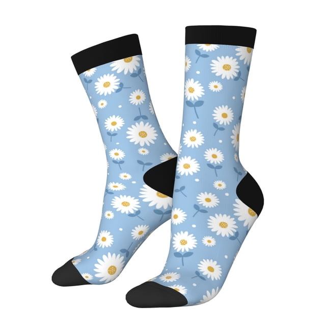 Fotbe Daisies Flowers Calcetas Largas con Estampado para Hombre y Mujer – Calcetas de Compresión Transpirables y Elásticas, Viajar y Uso Diario Talla 5-11