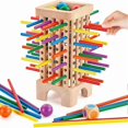 thumbnail image 2 of Wooden Toys Board Game, 42 Colorful Sticks Dice Game Math Educational Toy, Family Fun Ball Drop Photo Color, 2 of 4