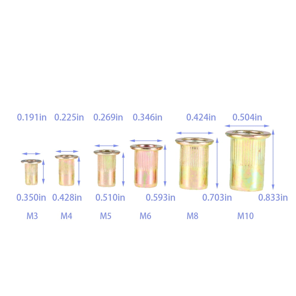 findmall 900 Pcs Rivet Nuts Kit Metric Zinc Steel, Stainless Steel, Aluminum Threaded Rivetnut Insert Nutsert Rivet Nuts Assortment Kit Including M3 M4 M5 M6 M8 M10