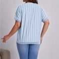 thumbnail image 4 of Summer Tops for Women Plus Size Solid Color Summer Plus Size V-Neck Fashionable Striped Button Short Sleeved T-Shirt Top Womens Blouses Gray 4XL, 4 of 9