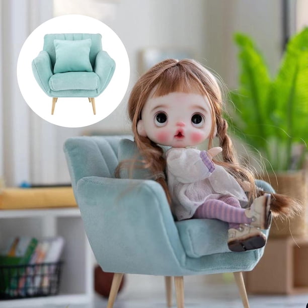 1:12 casa de muñecas sofá individual Mini sala de estar muebles para jugar juguete manualidades claro perfke Sofá de casa de muñecas