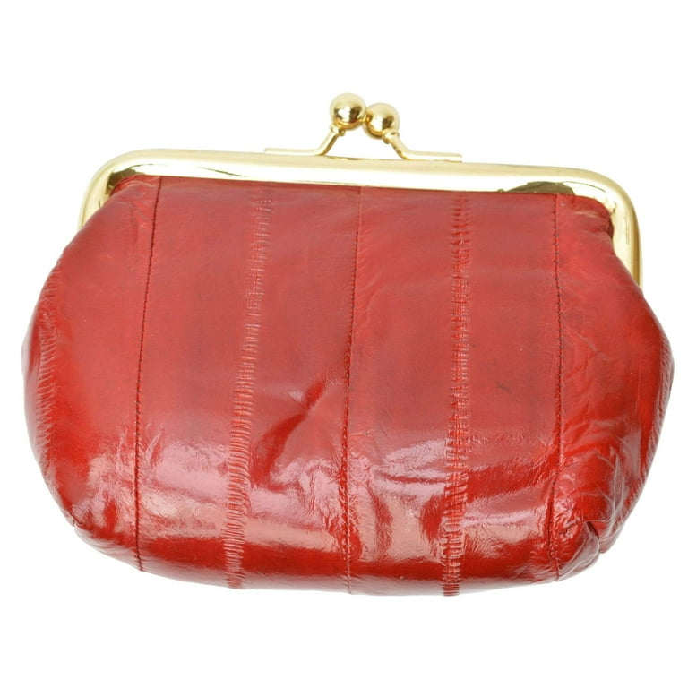 Eel skin Leather Coin Purse Snap Closure E 905