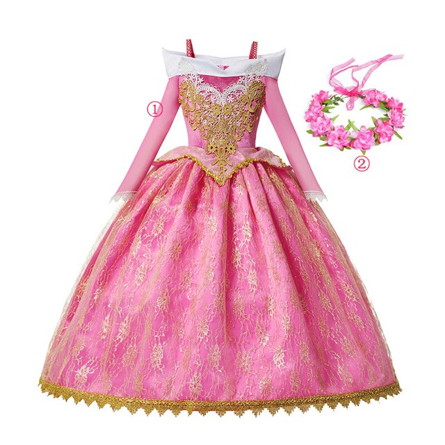 Disney Sleep Beauty Girl Costume Aurora Belle Princess Dress Children Fancy Kids Cosplay Luxury Costume Halloween Xmas Clothes5T (tag 120) Gao Jinjia LED