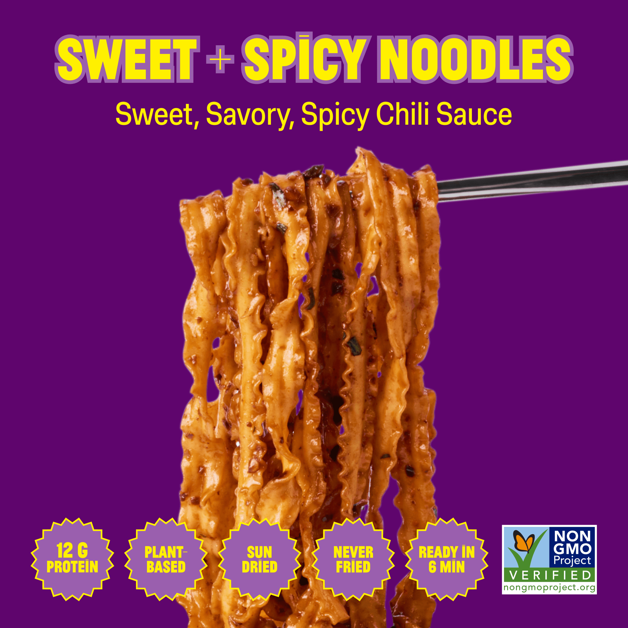 Fly By Jing Sweet & Spicy Chili Crisp Noodles, Vegan, 4-Pack, 12g Protein