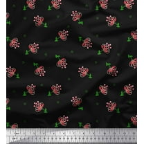 Soimoi Black Japan Crepe Satin Fabric Leaves & Floral Artistic Fabric Prints By Yard 42 Inch Wide