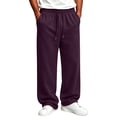 thumbnail image 4 of Resicozy Wide Leg Sweatpants Men Casual Straight Fleece Sweat Pants Athletic Workout Gym Jogger with Pockets Dark Purple L, 4 of 5