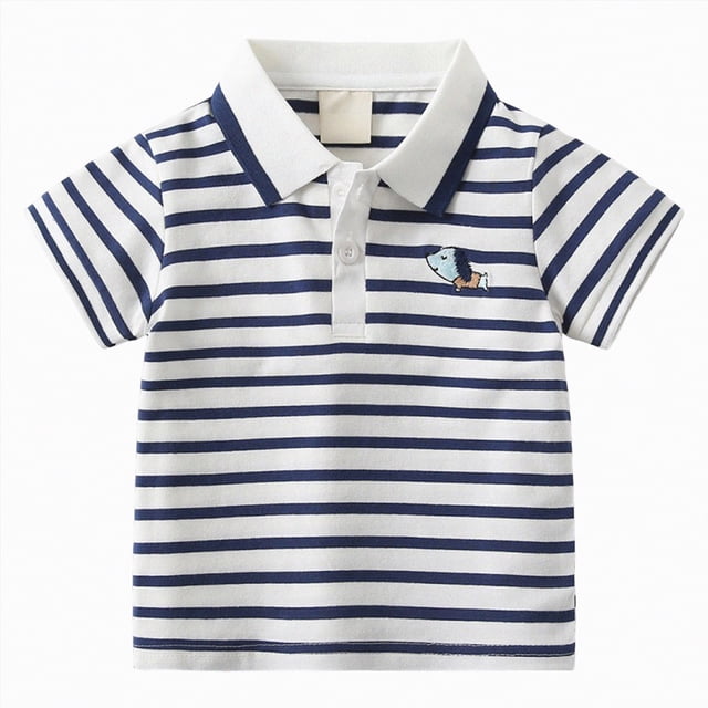 NIEWTR Kids Two-Tone Polo Shirts Contrast Trim Short Sleeve Collared Tops School Uniform 2-8 Years(Navy,4-5 Years)
