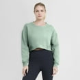 thumbnail image 4 of Women's Fanatics Mint Detroit Lions Studio Tri-Blend Cropped Pullover Sweatshirt, 4 of 5
