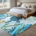 thumbnail image 4 of Summer Teal Large Area Rugs 8x10 ft Sea Turtle Seaweed Nautical Marine Life Blue Washable Rug Non Slip Indoor Carpet Absorbent Floor Mat for Living Room Bedroom Dining Room, 4 of 9