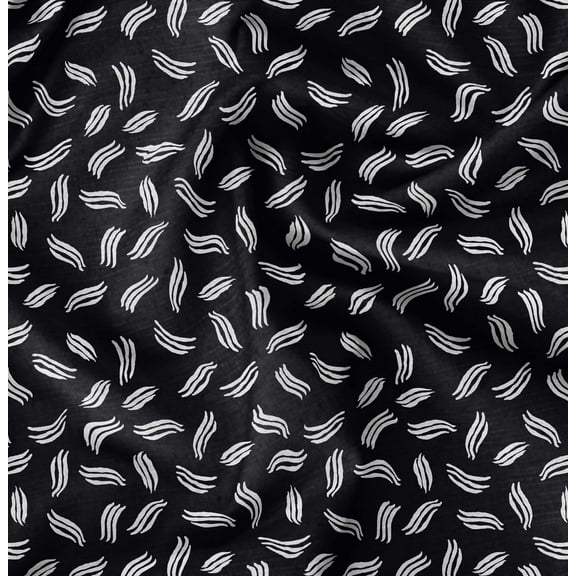 Soimoi Pure Silk Black Fabric By the Yard - 42 Inch Wide - Abstract Geometric Textile - Modern and Artistic Fusion for Fashion and Home Printed Fabric
