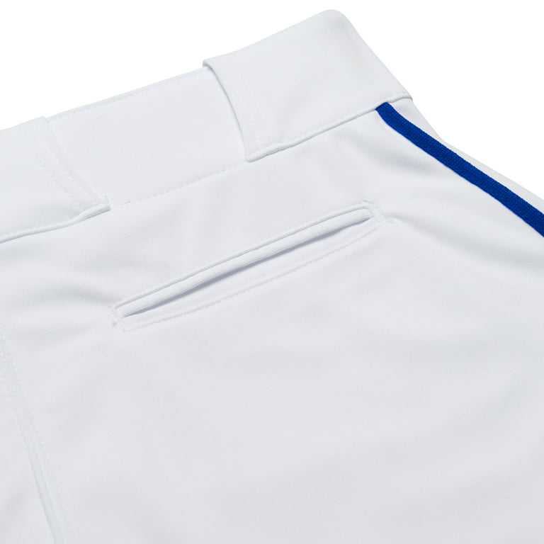 Triple Crown Open-Bottom Baseball Pants with Braid, Youth X-Small, White  with Royal Braid 