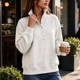 thumbnail image 6 of cocolona Stand Collar Sweatshirts for Women Button Down Long Sleeve Pullover Sweatshirts Loose Casual Solid Color Fall Tops, 6 of 7