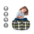 thumbnail image 2 of Abstract Storage Toy Bag Chair, Square Shaped Horizontal and Vertical Lines Geometric Style Art Print, Stuffed Animal Organizer Washable Bag, Large Size, Black Grey Lime Green, by Ambesonne, 2 of 3