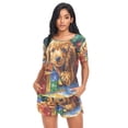 thumbnail image 4 of Women Pajama Sets Short Sleeve Sweatshirts Puppy with Christmas Gifts Casual Tops and Shorts, 4 of 7