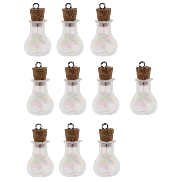 Blesiya10pcs Frascos de Muestra Vacíos en Miniatura de Botellas de Mensajes con Tornillos - Forma plana de Forma plana de Fernando mini botellas con corchos