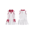 thumbnail image 2 of BemeyourBBs Toddler Baby Girls Baseball Dress Outfits Sleeveless Turn Down Collar Button Up Dots Print Bow Party Dress Little Girls Summer Dress, 2 of 9