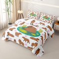 thumbnail image 3 of Erosebridal Funny Capybara Quilt King,Cartoon Ribbon Bows King Coverlet Set For Girls Kids,3 Pieces, 3 of 7