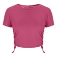 thumbnail image 5 of ZZwxWA Short Sleeve Square Neck Crop Top for Women Soft Workout Shirt Going Out Tops Sexy Slim Fitted Casual Base Layer, 5 of 5