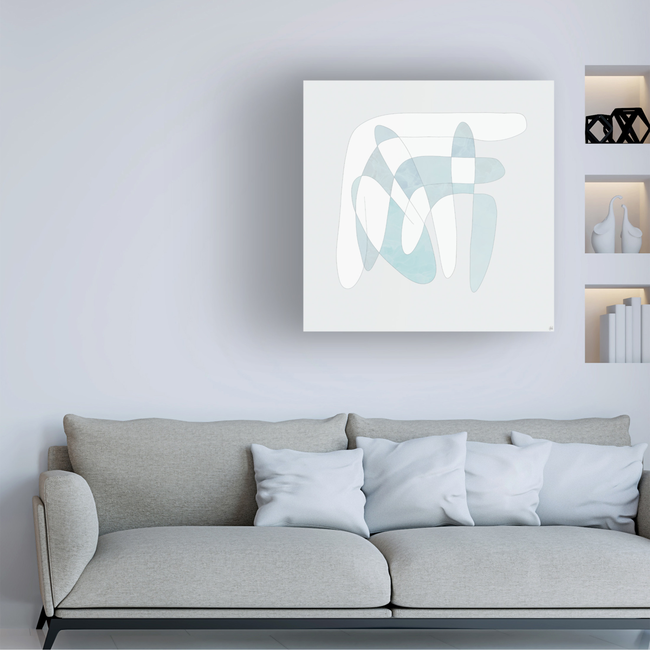 Canvas Wall Art - Line and Brush 'Light Line N Fill 1' Wall Art for Living Room, Bedroom, or Office Décor by Trademark Fine Art - 14 x 14 Inches