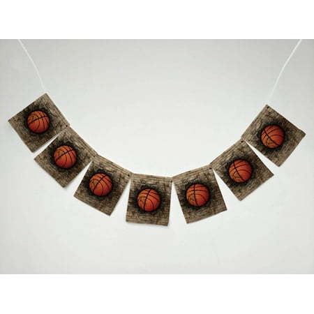 YKCG Brick Wall Basketball Sports Vintage Banner Bunting Garland Flag Sign for Home Family Party Decoration