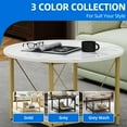 thumbnail image 4 of Dextrus Round Coffee Tables for Living Room, 2 Tier Center Table with Open Storage Shelf, Rustic Brown, 4 of 5