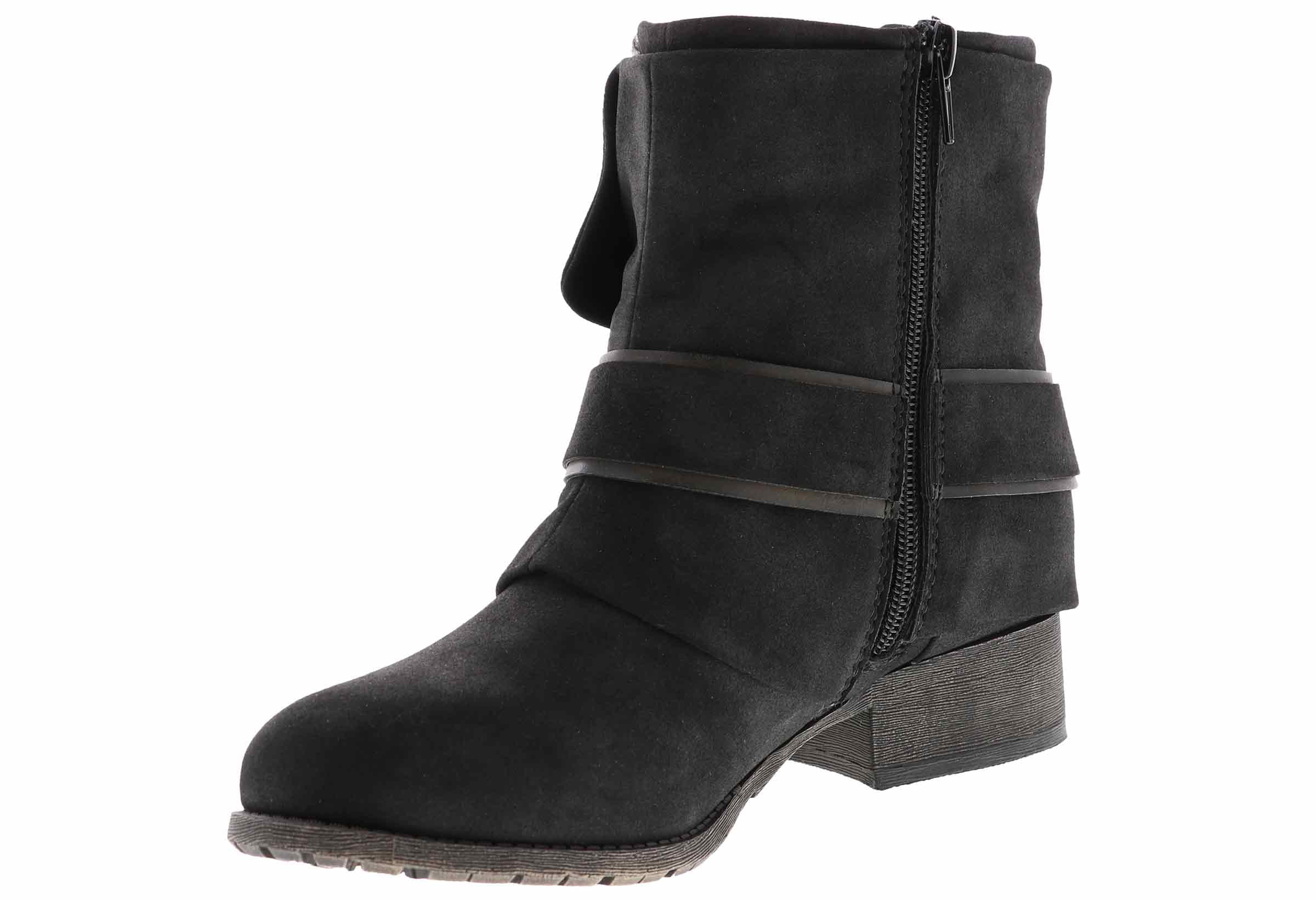 Forever Women's 3 Buckle Bootie - Chunky Heel Ankle Boots In Champagne Color - View #4