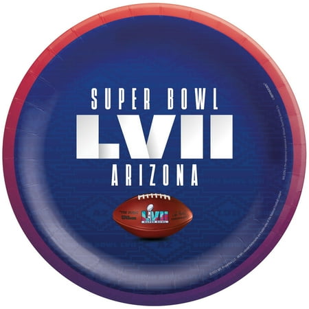 amscan 2023 Super Bowl LVII Football Party 6.75IN Round Paper Dessert Plates, 8 CT