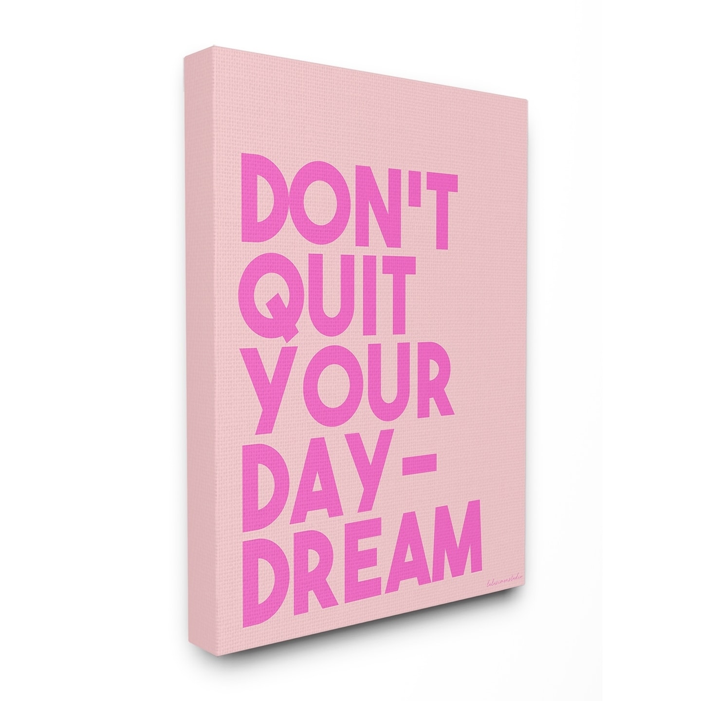 The Stupell Home Decor Collection lulusimonSTUDIO Pink Don't Quit Your Daydream Block Typography Stretched Canvas Wall Art, 16 x 1.5 x 20