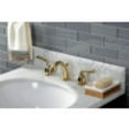 thumbnail image 2 of Kingston Brass KB912RXL Restoration Widespread Bathroom Faucet with Pop-Up Drain, Polished Brass, 2 of 5