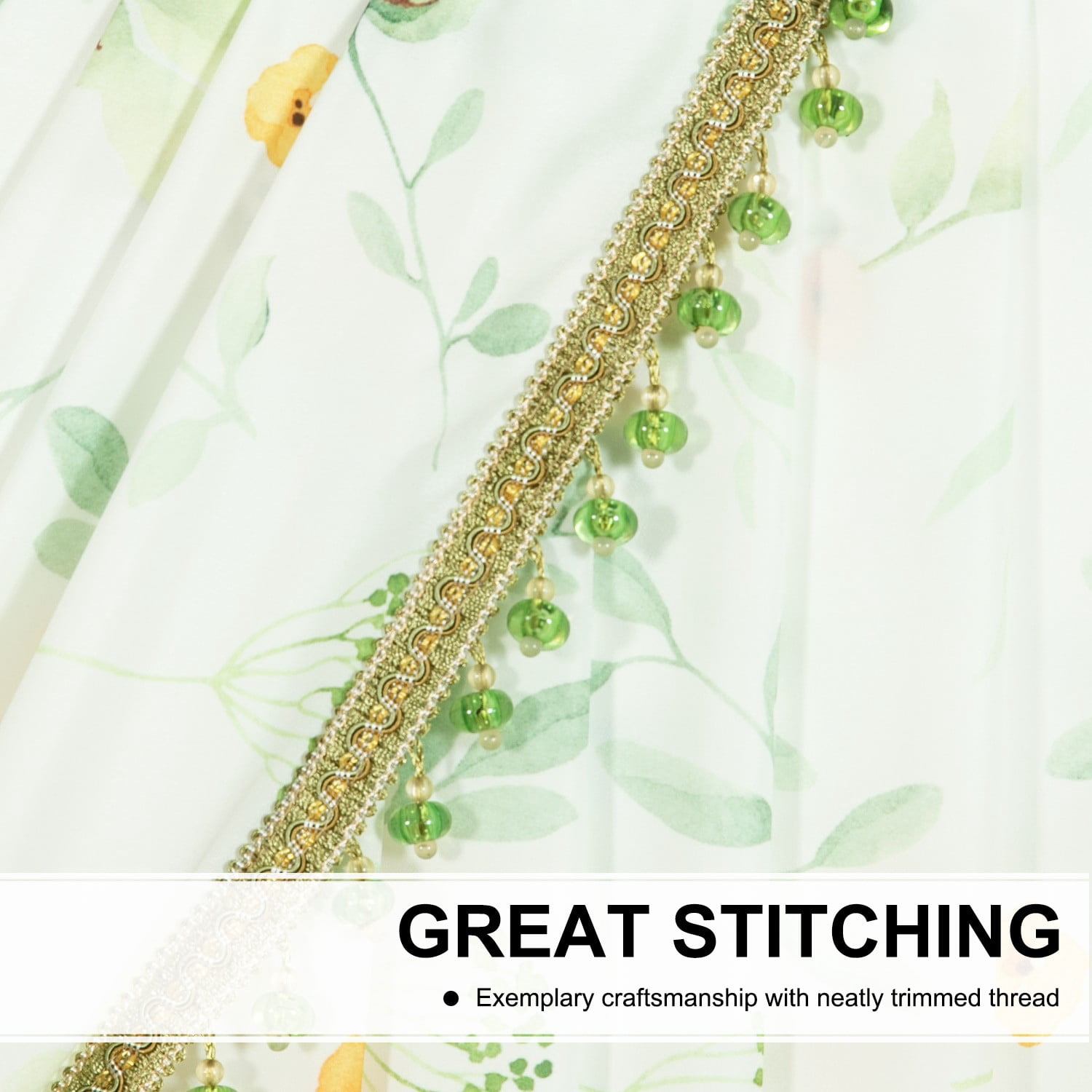VOGOL Extra Wide Sheer Valance, Plants Print Waterfall Swag Curtains 110x43 Inches for Nursery & Bedroom